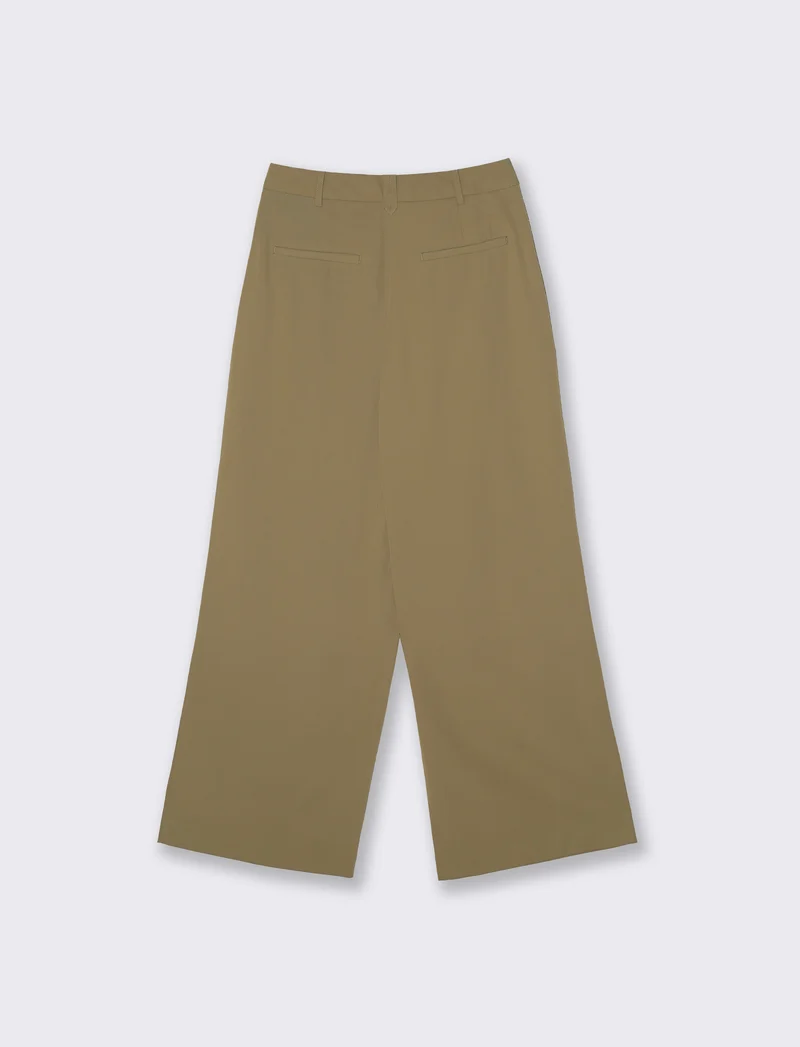 Pantalone Gamba Dritta con Tasche Americane - Beige fieno