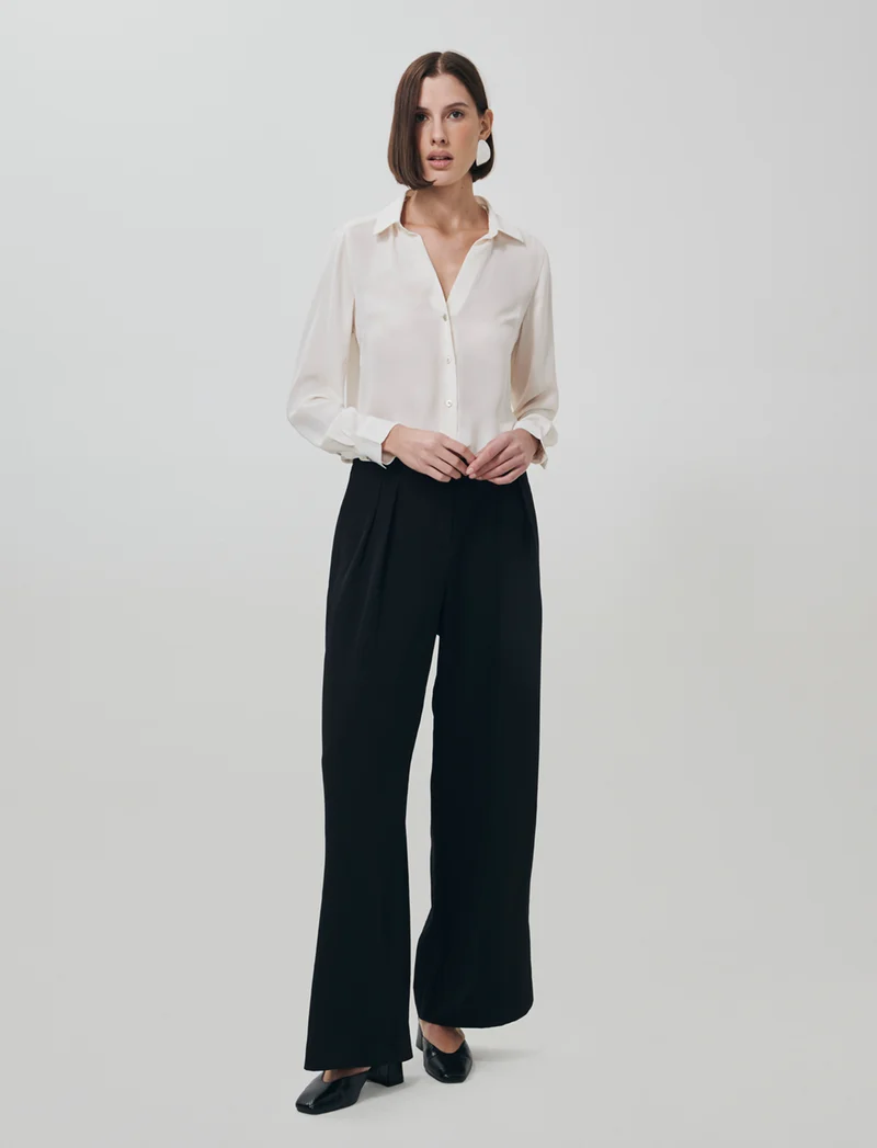 Pantalone Gamba Dritta con Tasche Americane - Nero