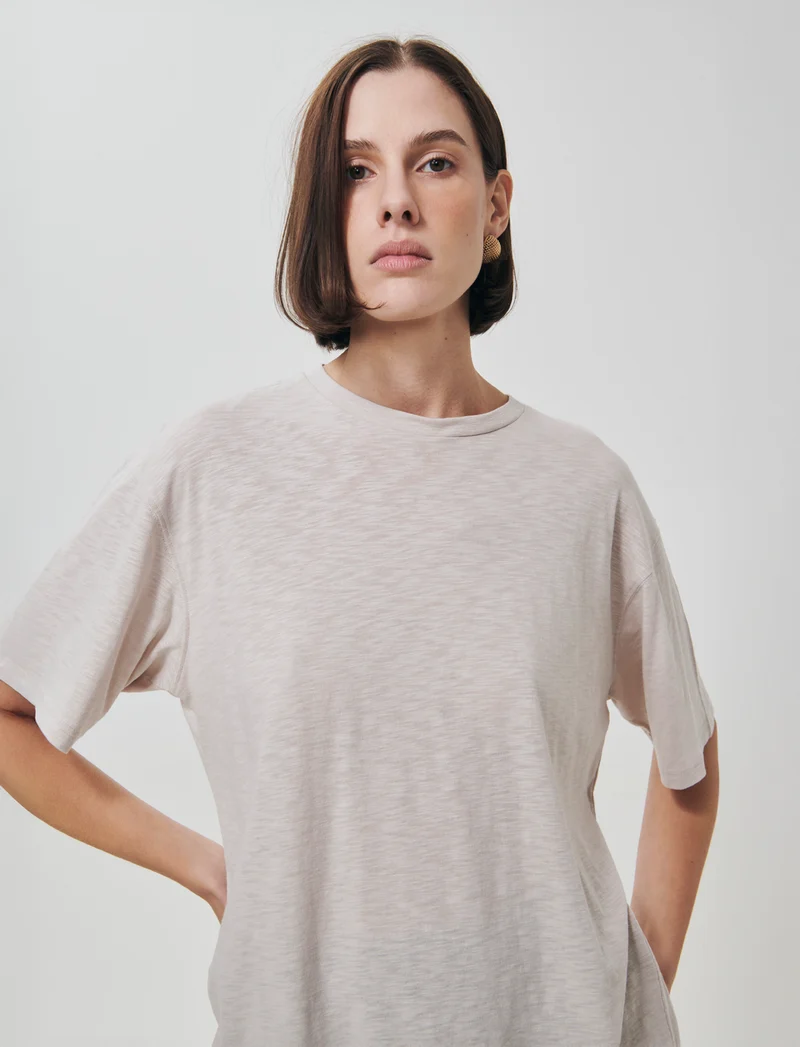 Shirt Girocollo Manica Corto Comoda - Beige grano