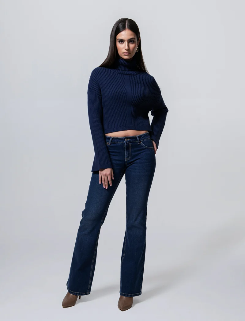 PULLOVER CROP - Blu