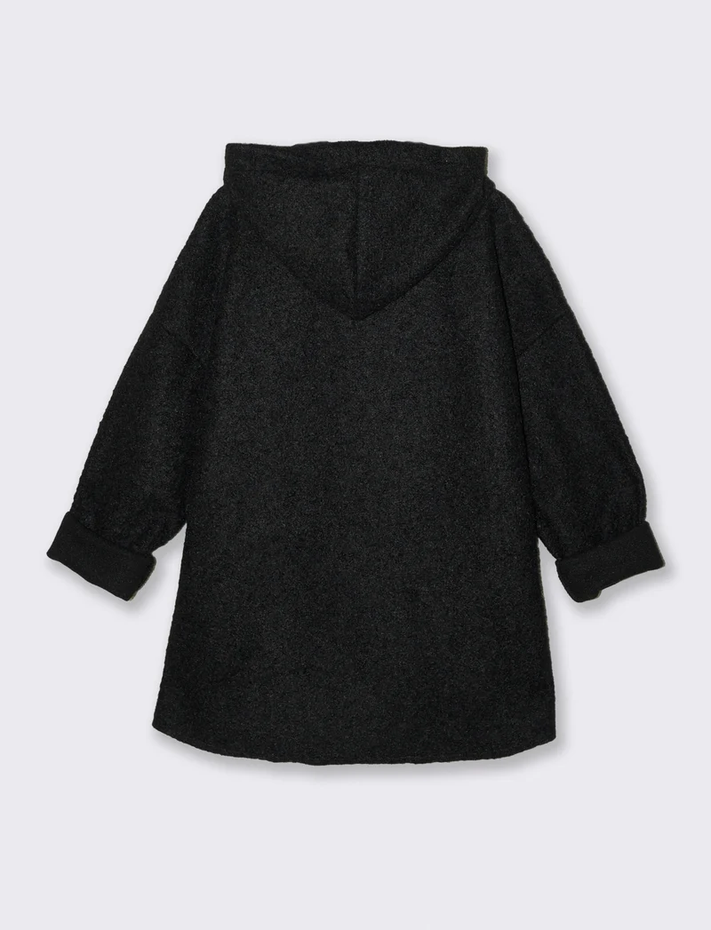 Cappotto con zip over size - Nero