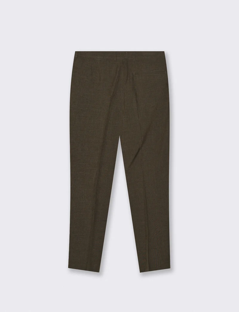 Pantaloni effetto lino con vita elastica - Moro