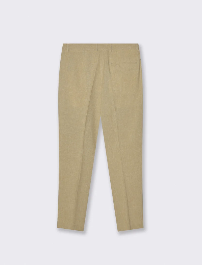 Pantaloni effetto lino con vita elastica - Beige