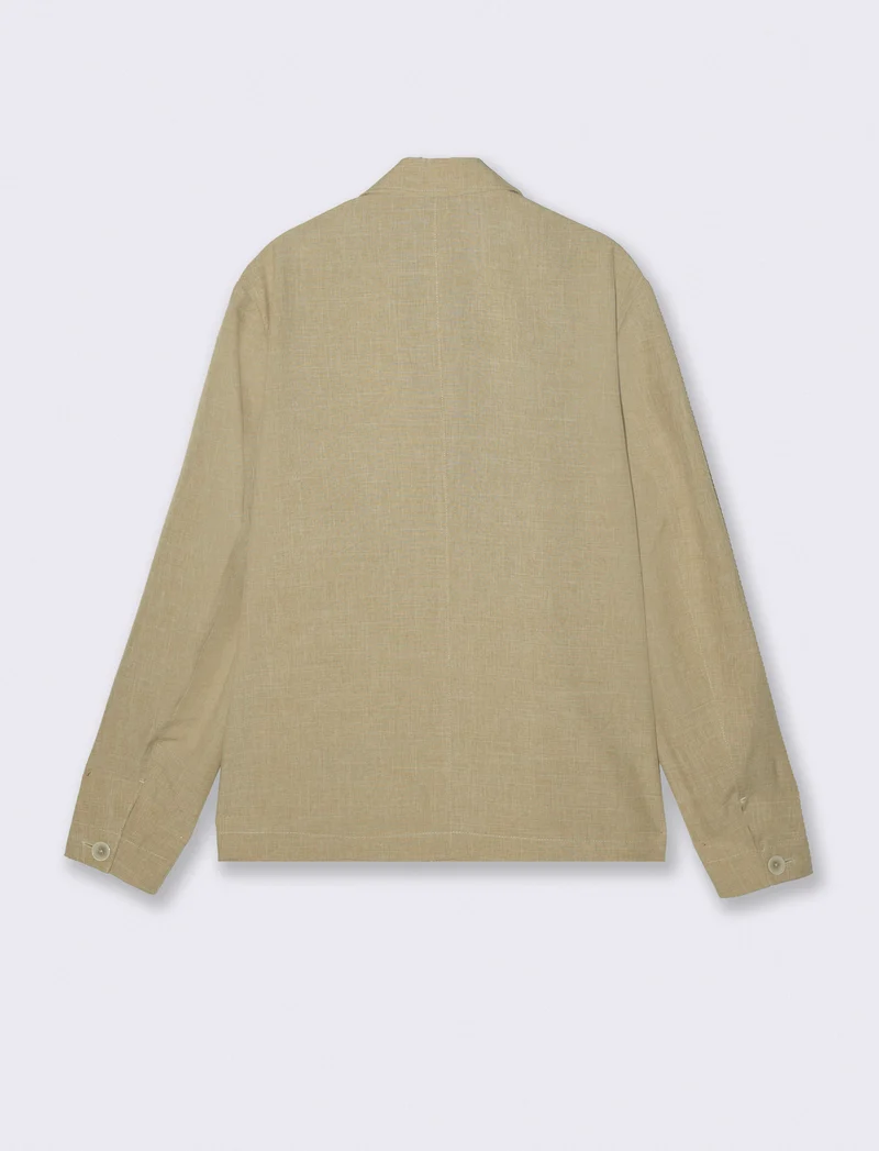 Blazer effetto lino con colletto francese - Beige