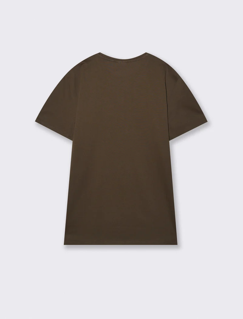 T-shirt girocollo in cotone mercerizzato - Moro