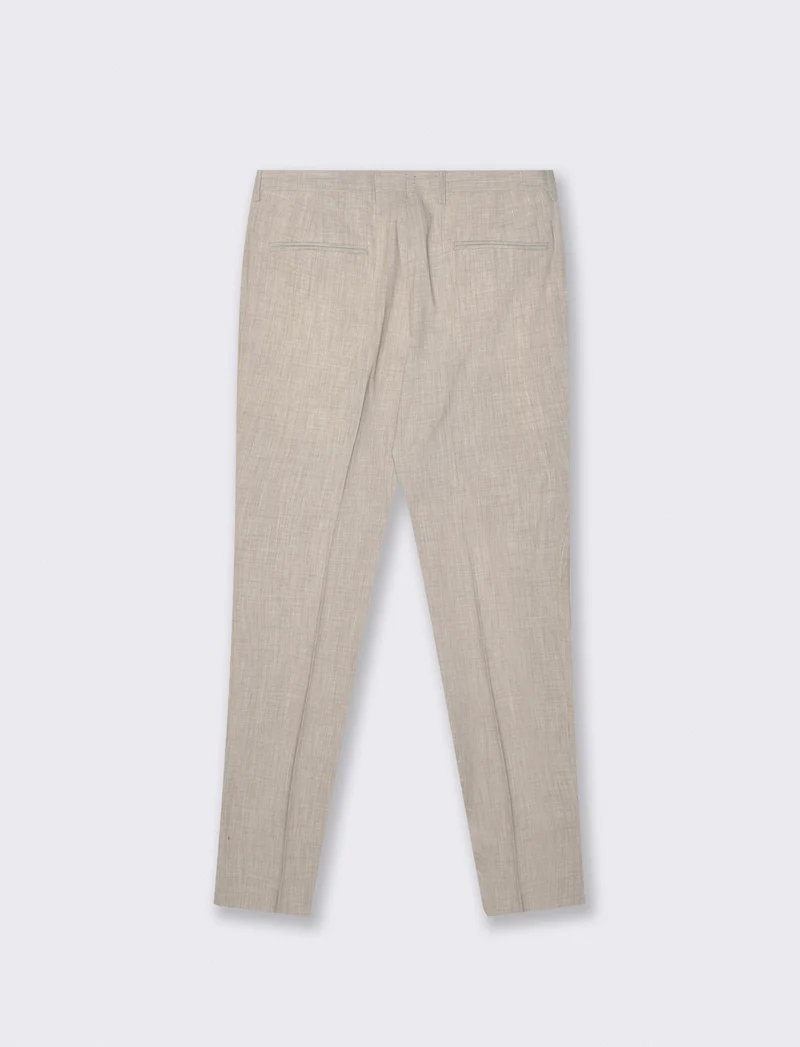 Pantaloni formal fit effetto lino - Beige