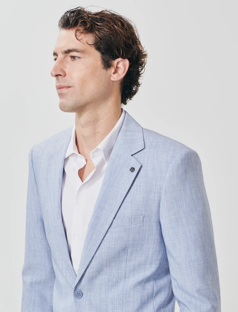 Blazer effetto lino con colletto classico - Blu