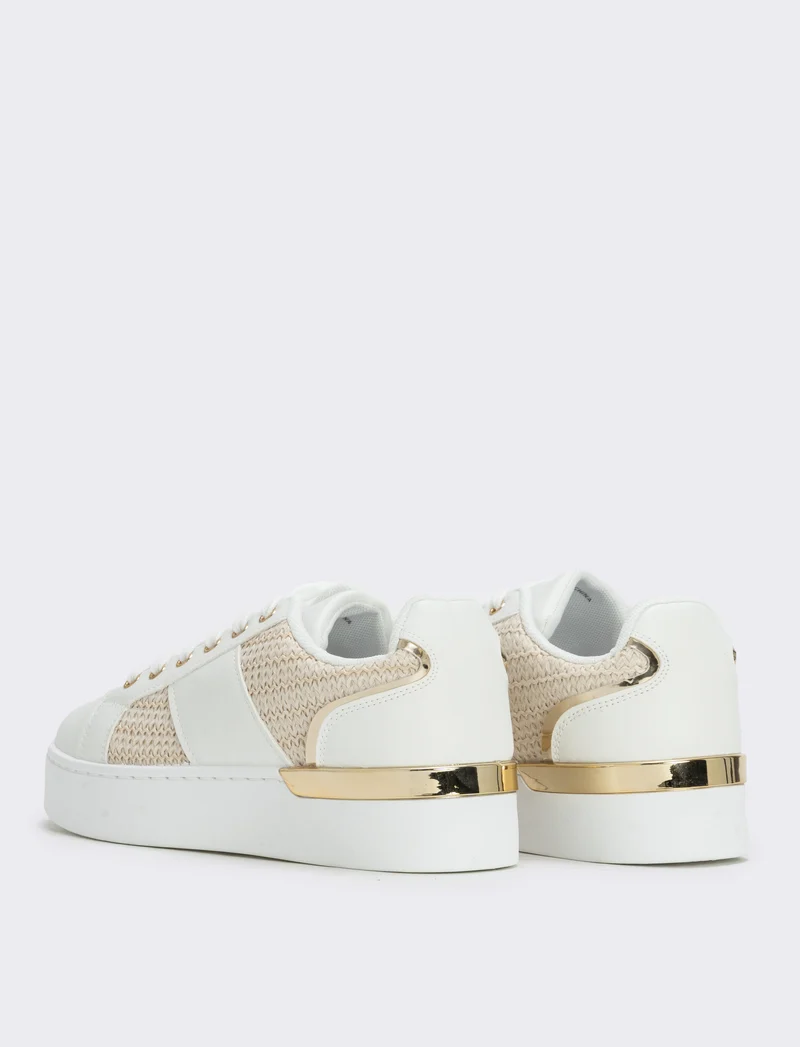 Sneakers bianche effetto paglia - Bianco
