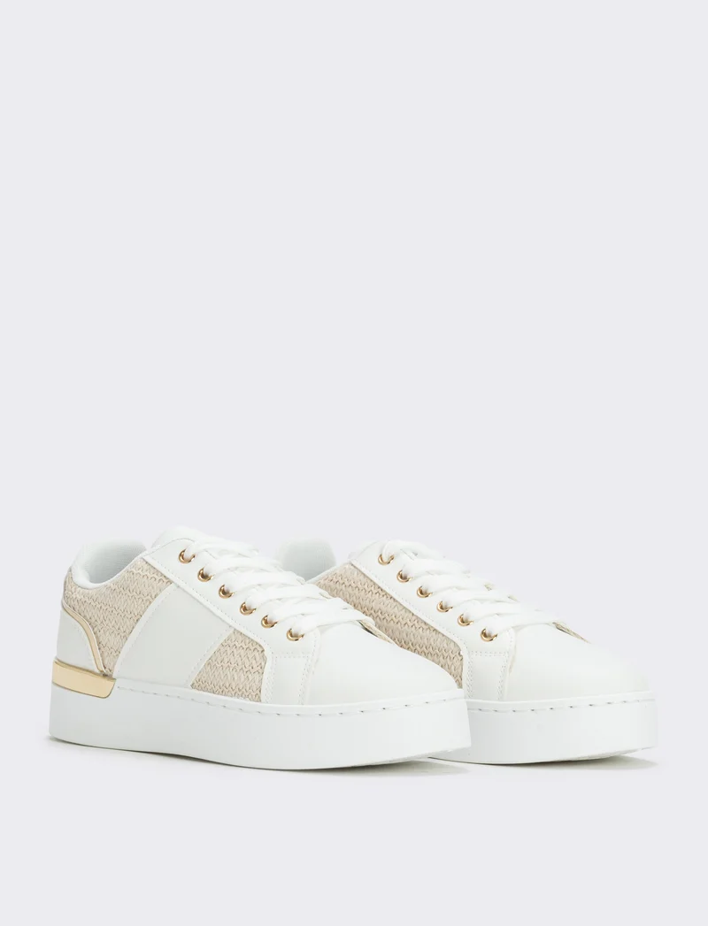 Sneakers bianche effetto paglia - Bianco