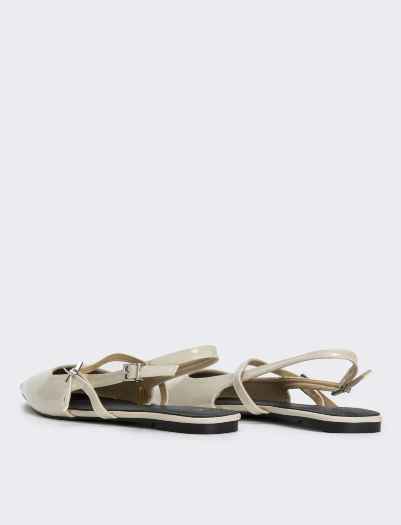 Slingback da in vernice panna - Bianco panna