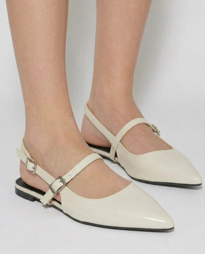 Slingback da in vernice panna - Bianco panna