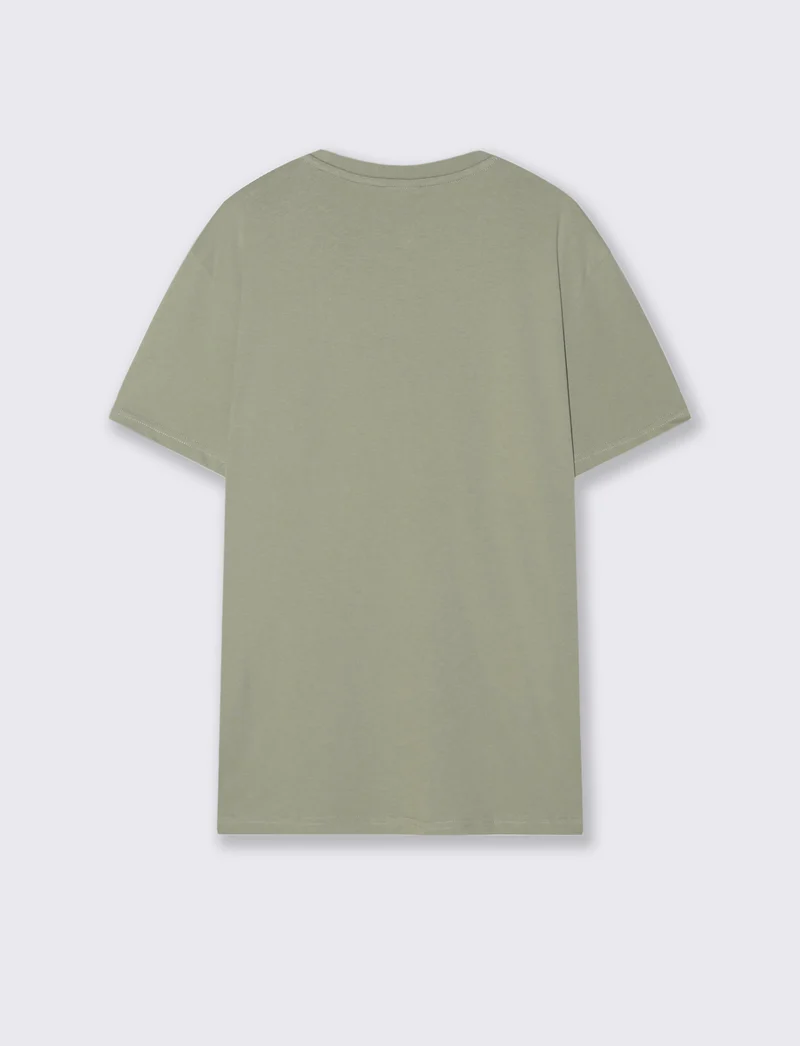 T-shirt cotone girocollo stampa contrasto - Verde