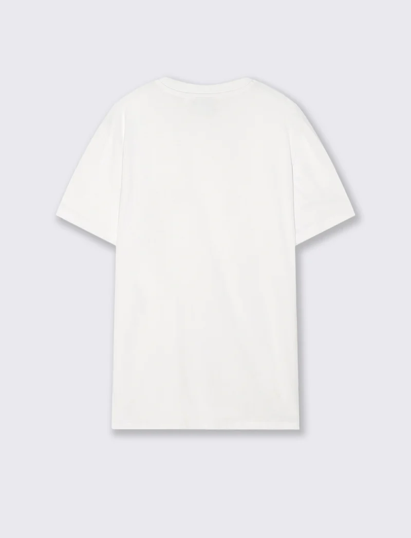 T-shirt cotone premium con patch e stampa - Bianco