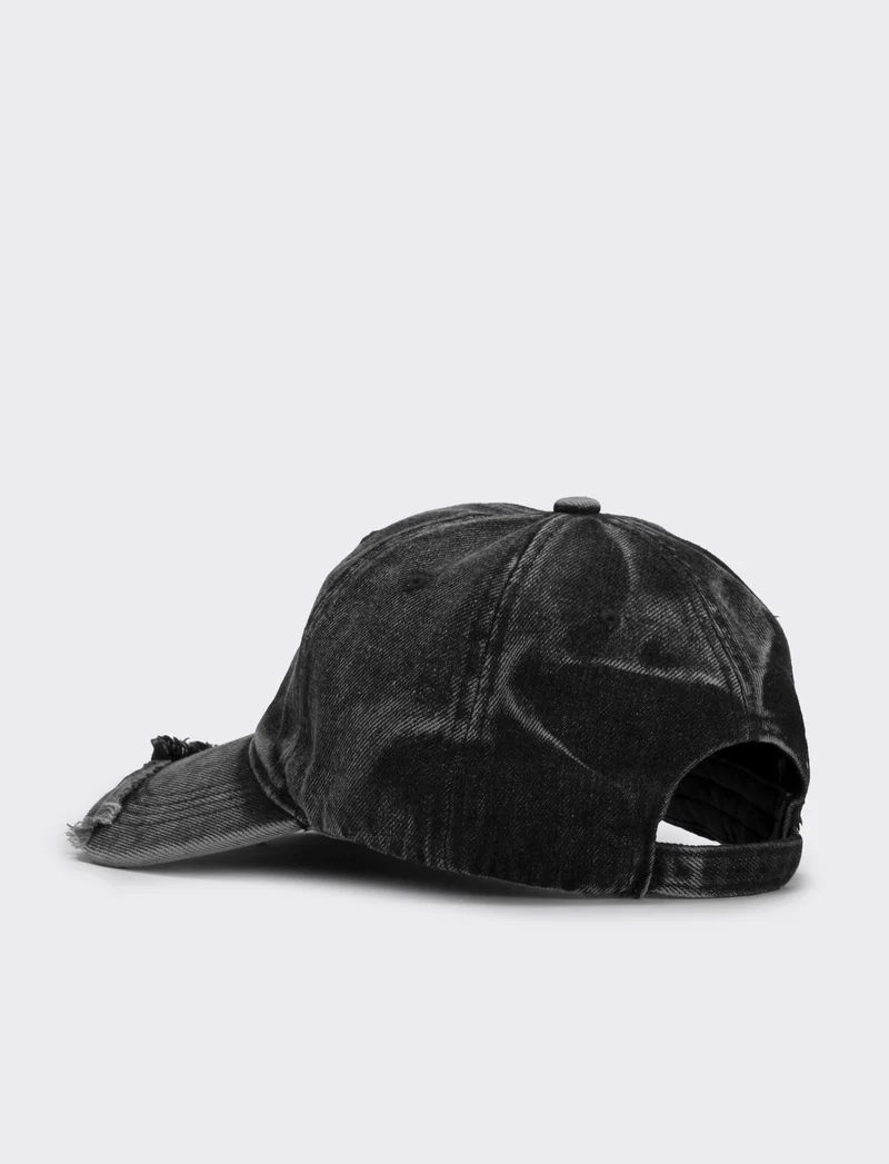 Baseball delavè visiera sfrangiata uomo - Nero