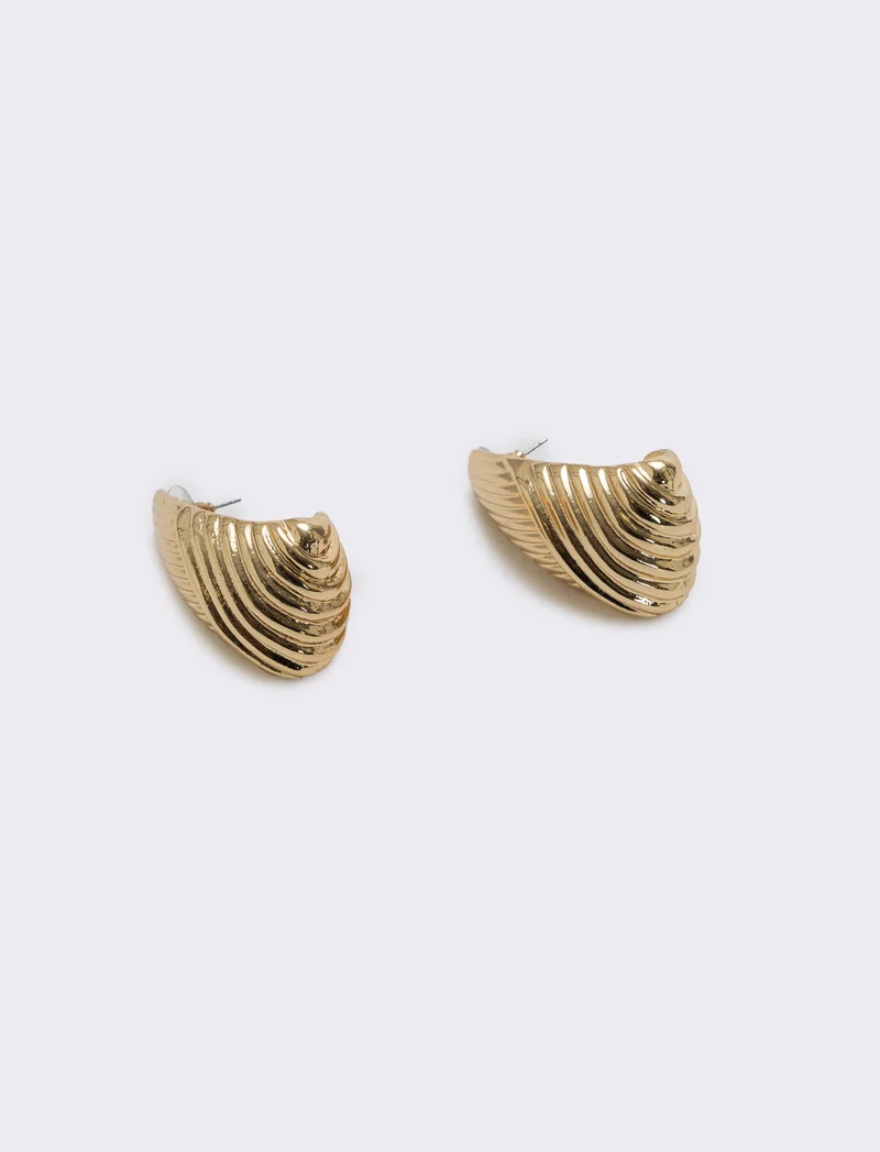 Orecchini Triangolo Rigati - Oro