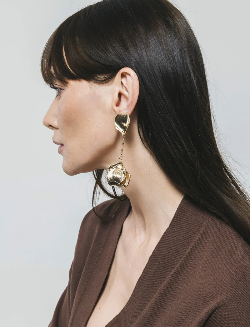 Orecchini pendenti a forma di petali - Oro