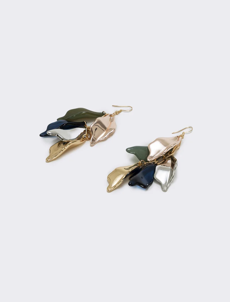 Orecchini Pendenti con Petali Eleganti - Blu