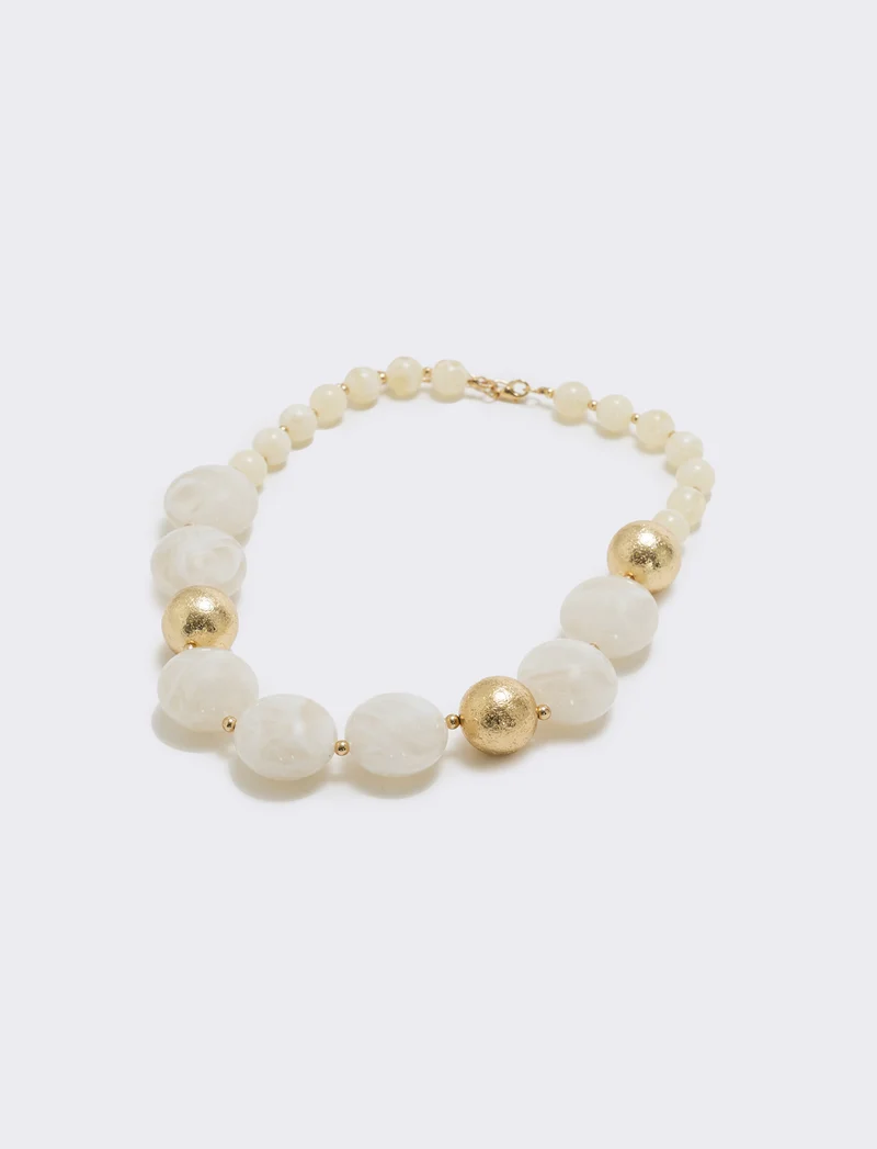 Collana con pietre a sfera - Bianco