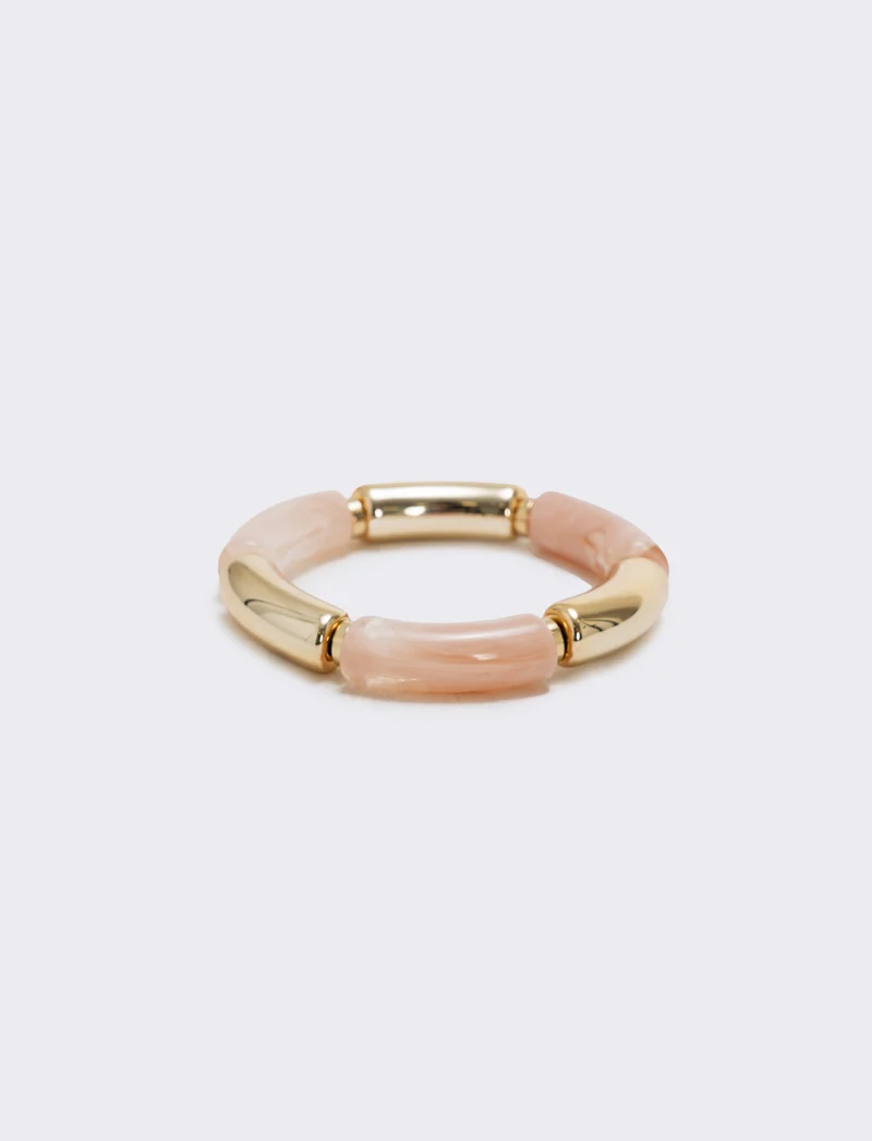 Bracciale elastico con pietre e metallo - Rosa