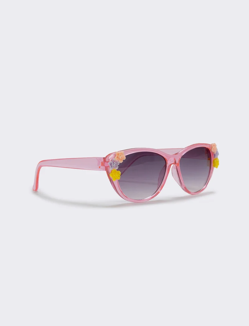 Occhiali da sole trasparenti con fiori - Rosa