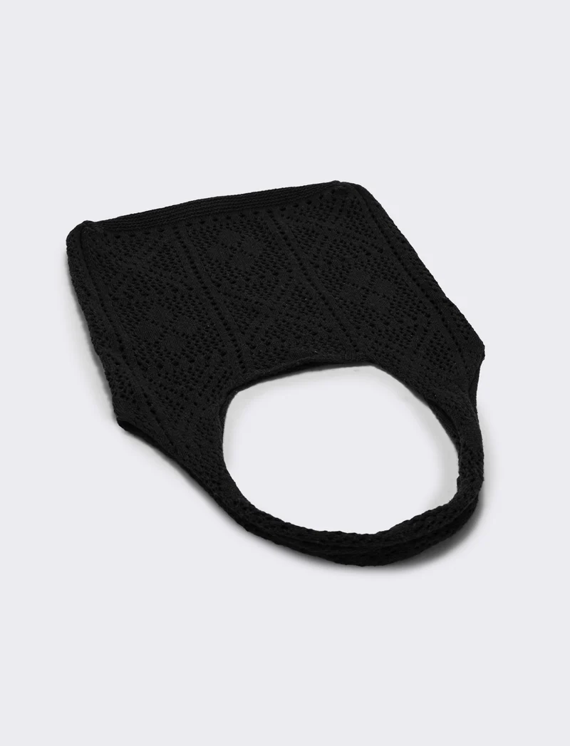 Borsa a spalla crochet - Nero