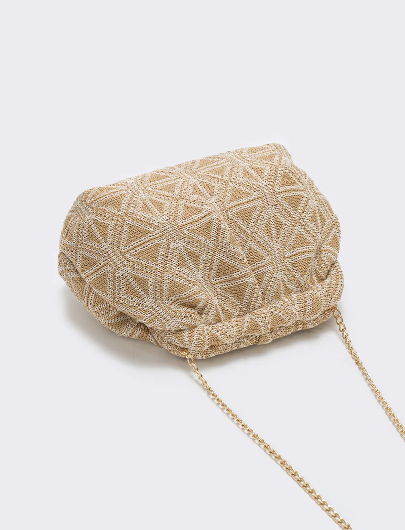 Borsetta clutch morbida in tessuti vari - Beige