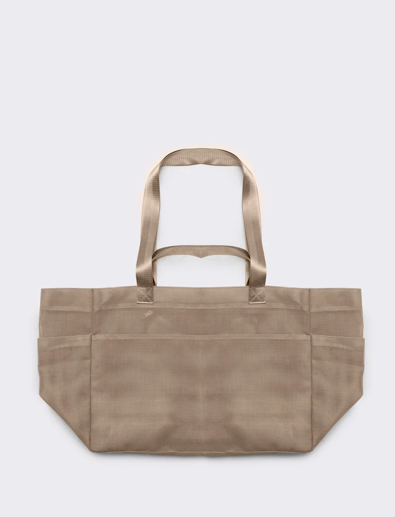 Borsone shopper grande a rete - Beige