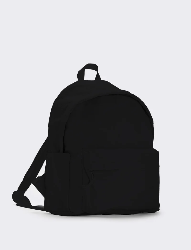 Zaino nylon con tasca frontale - Nero