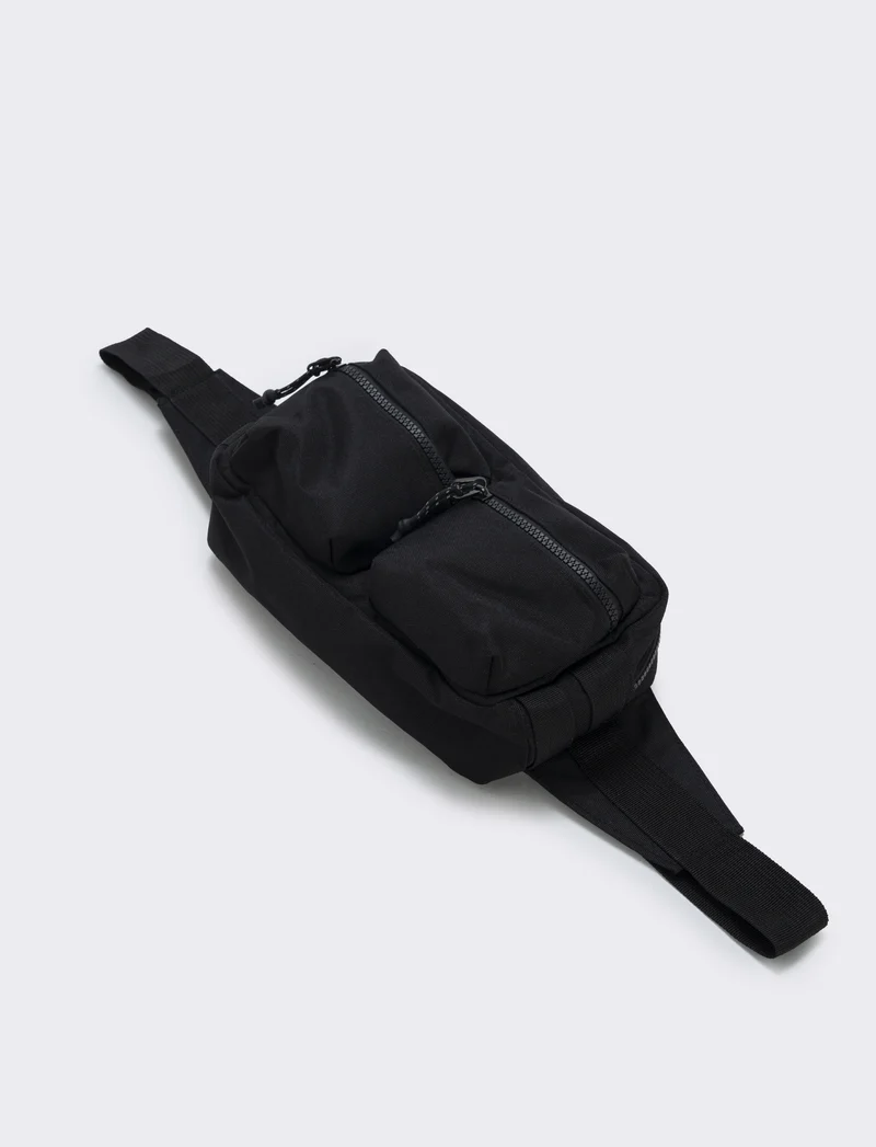 Marsupio rettangolare nylon con zip - Nero