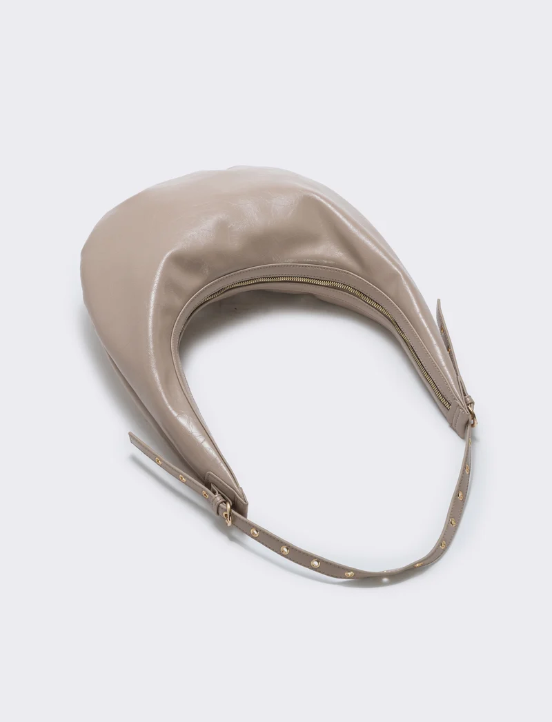 Borsa Hobo Vernice Lucida - Beige
