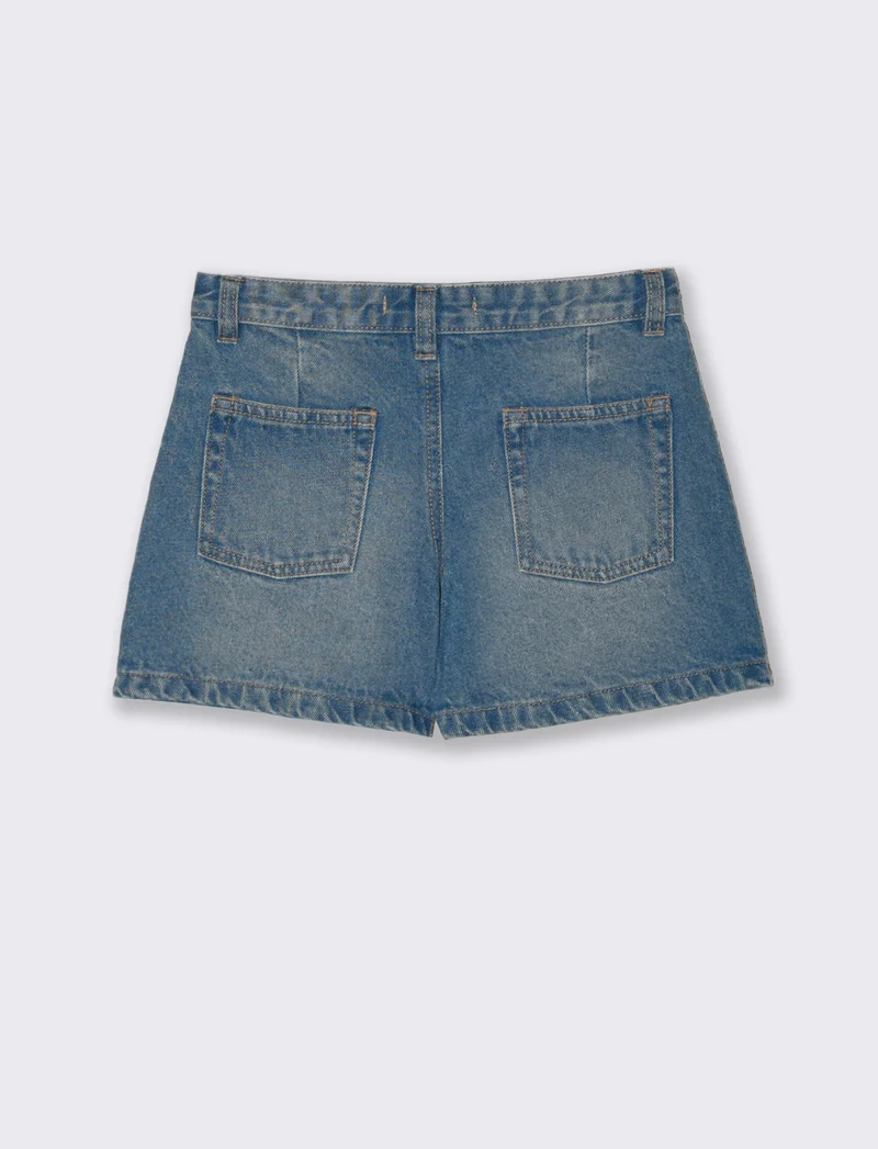 Short finta gonna in denim 100% cotone - Denim