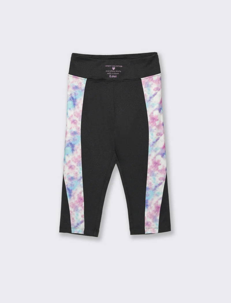 Leggings sportivi con dettagli stampati - Nero