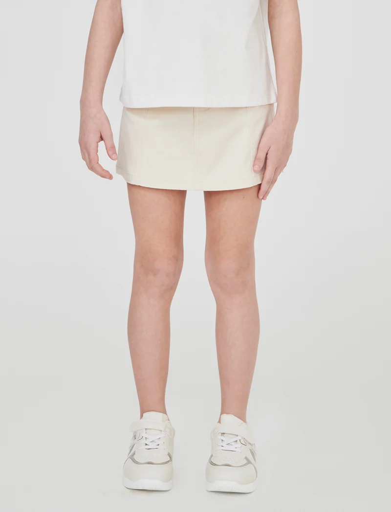 Gonna elastica con tasche e pinces - Beige