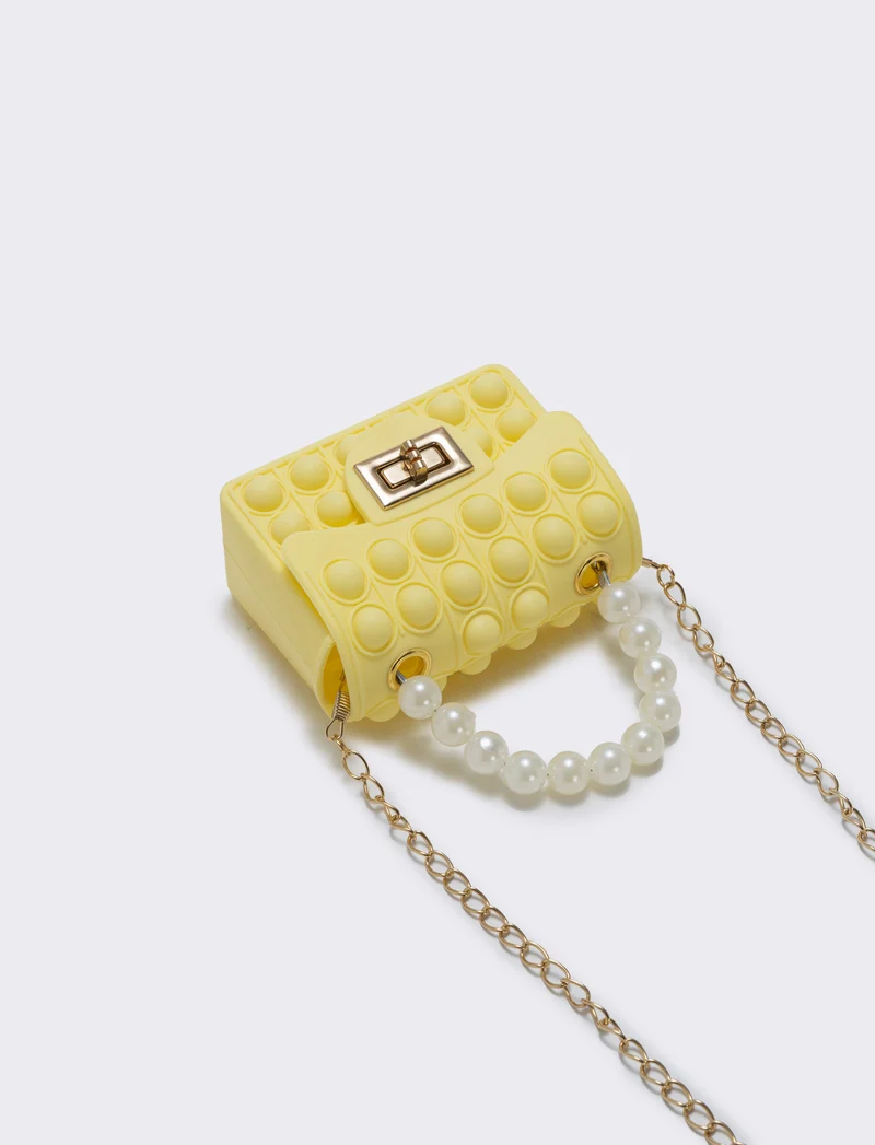 Borsa pop it con manico di perle - Giallo