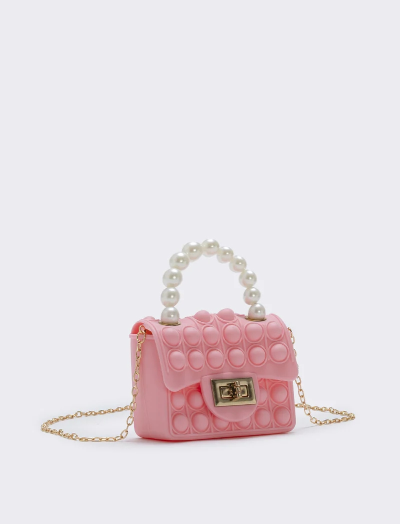 Borsa pop it con manico di perle - Rosa