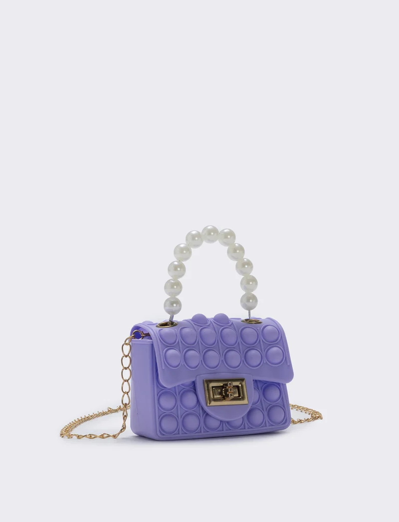 Borsa pop it con manico di perle - Lilla