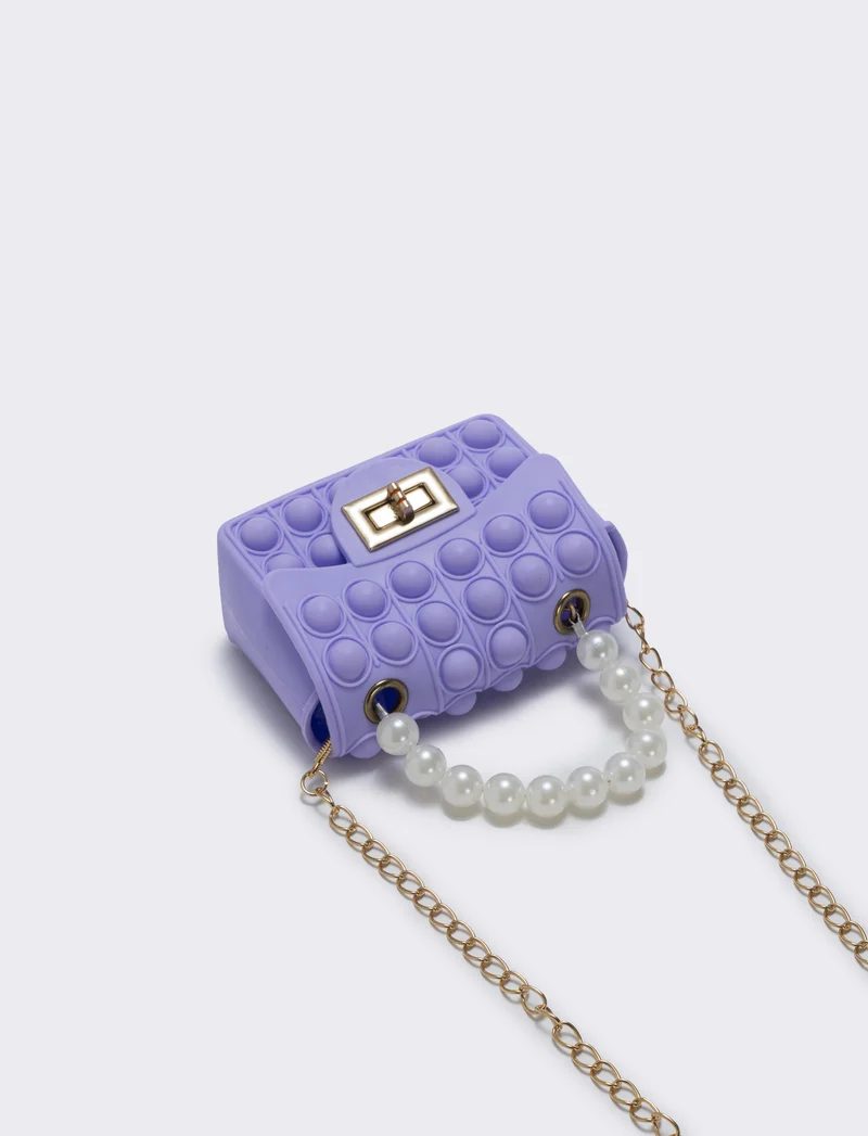 Borsa pop it con manico di perle - Lilla