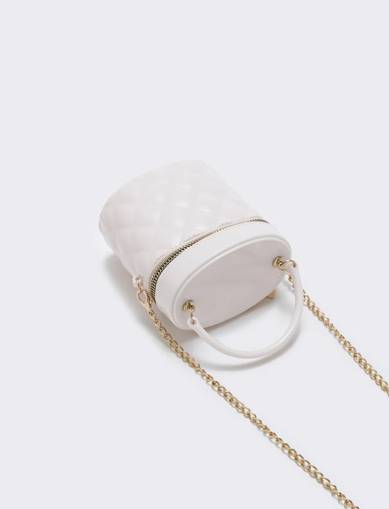 Borsetta bauletto bambina trapuntato PVC - Bianco