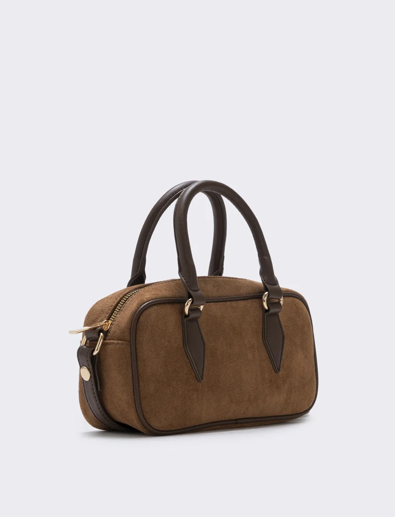 Bauletto rettangolare in suede elegante - Cuoio