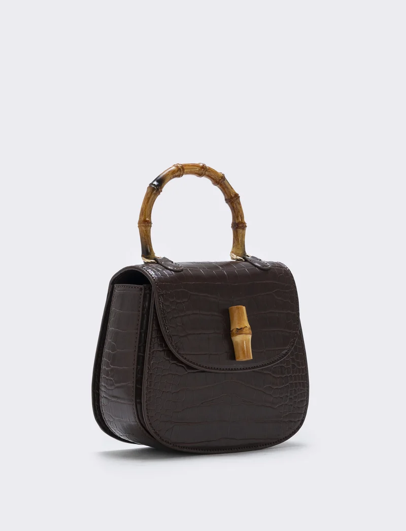 Borsa bamboo con stampa cocco elegante - Moro