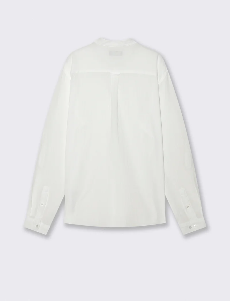 Camicia coreana effetto crepe in cotone - Bianco