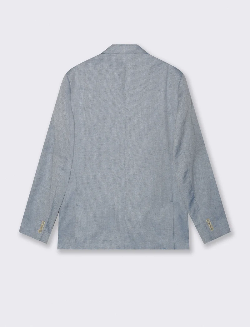Blazer Oxford con Colletto a Revers - Celeste