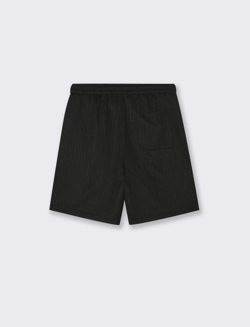 Bermuda Jacquard con Vita Jogger Relaxed - Nero