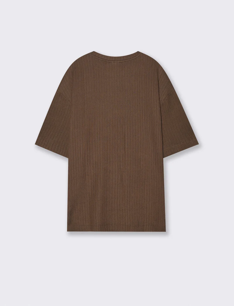 T-shirt jacquard relaxed fit plissettata - Moro