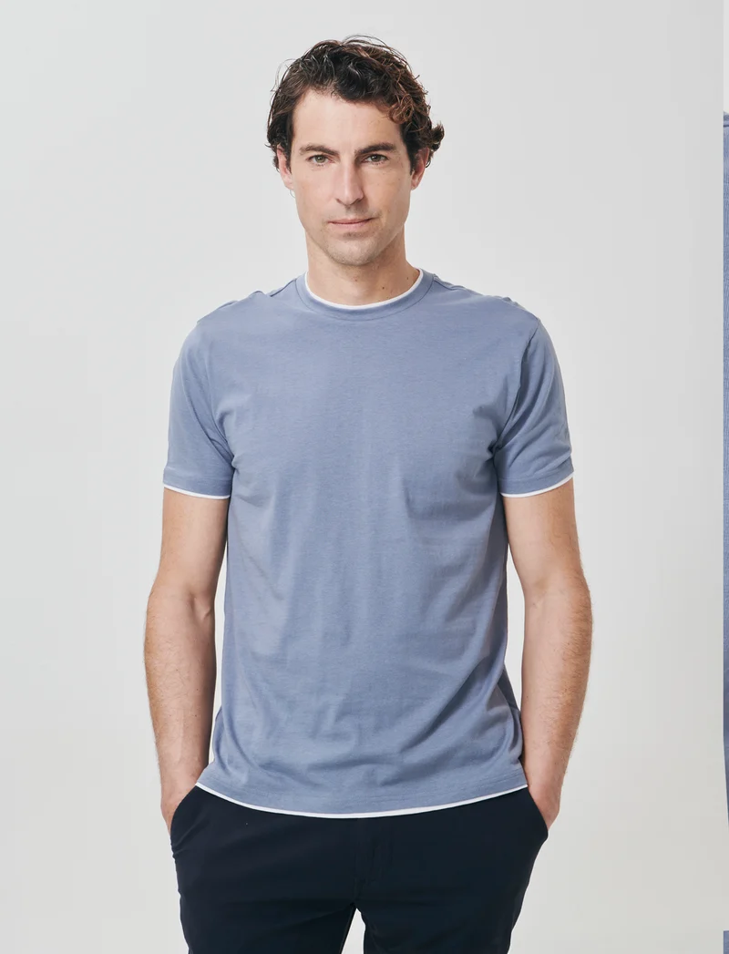 T-shirt cotone con orli a contrasto - CARTA DA ZUCCHERO