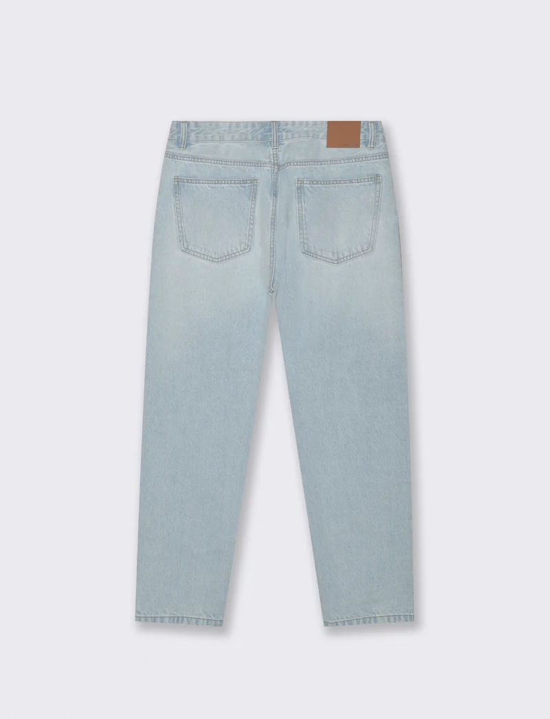 Jeans Blu Chiaro Straight Fit Effetto Slavato - Denim