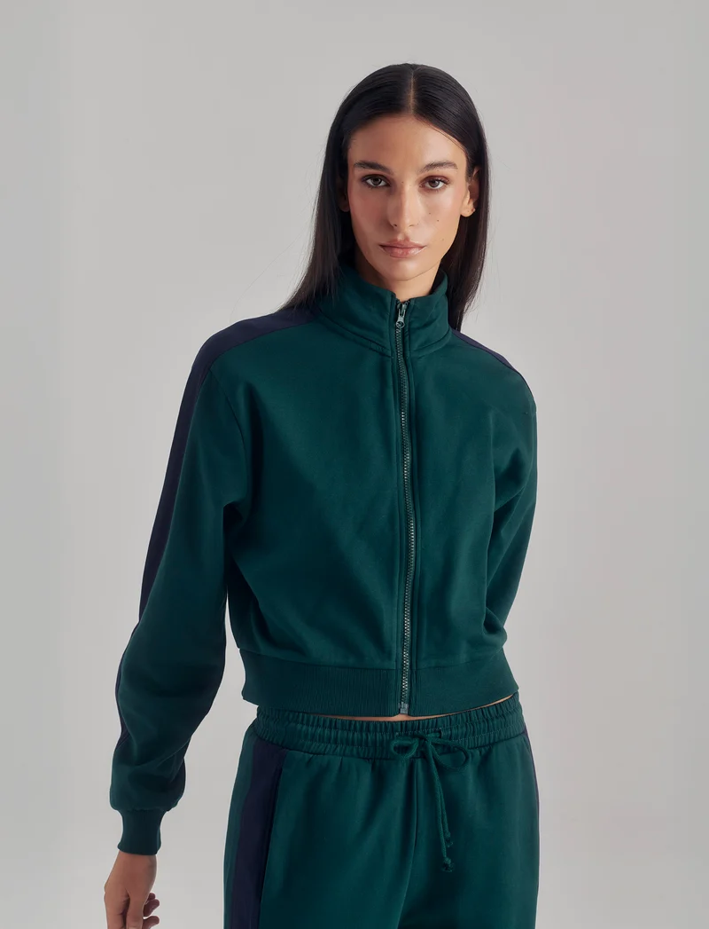 FELPA CON ZIP - Verde bosco