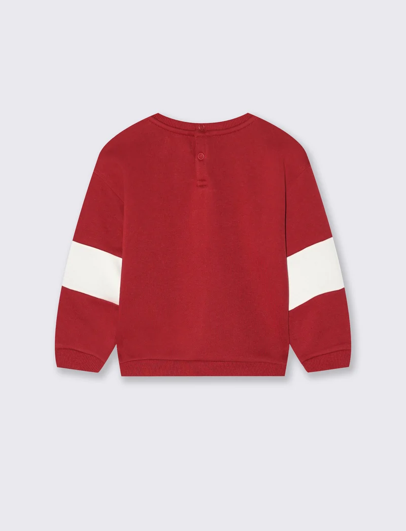 Felpa sportiva con inserti alle maniche - Rosso india