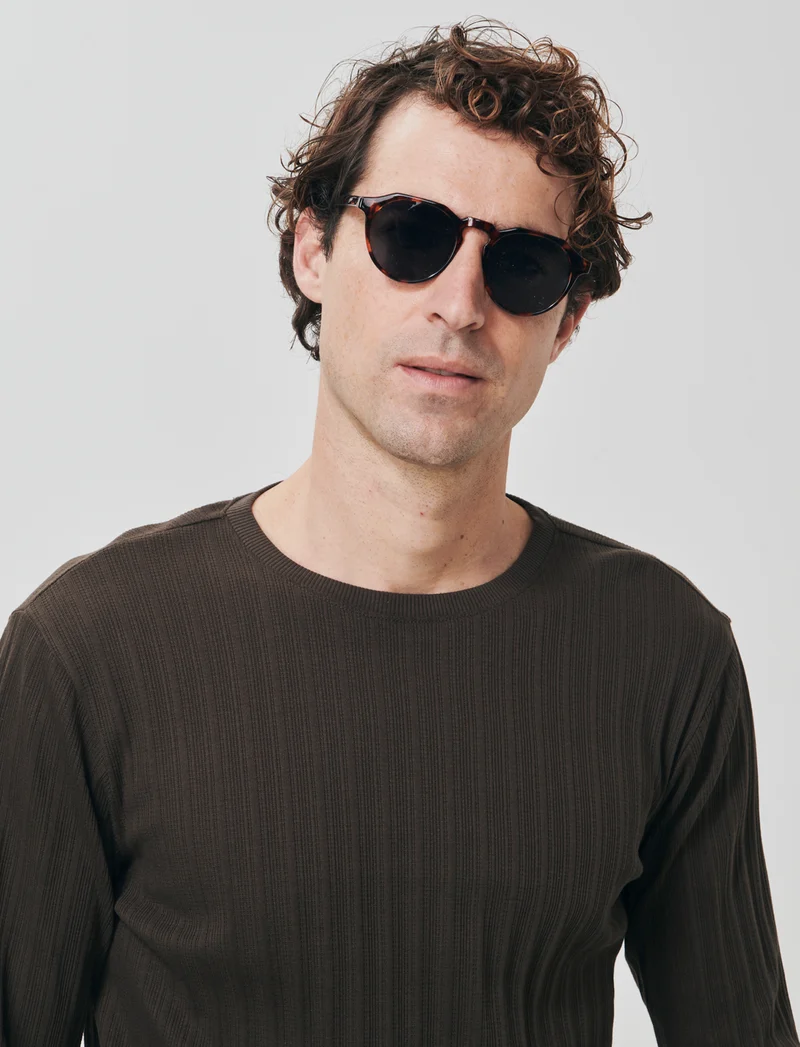Maglia girocollo jacquard maniche lunghe - Moro