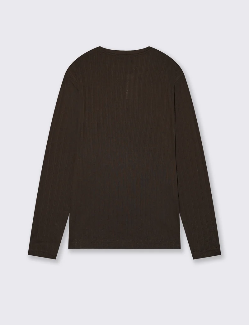 Maglia girocollo jacquard maniche lunghe - Moro